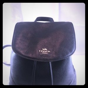 Coach Elle Black Pebbled Leather Backpack.…